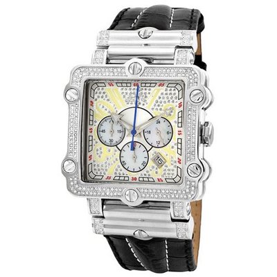 JBW JB-6215-238-B "Phantom" Silver Diamond And Stainless Steel Bezel Leather Band