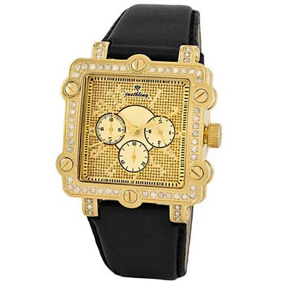 JBW JB-6232-C "Knight" Square Chronograph Diamond Leather