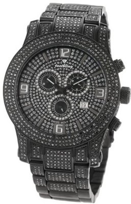 JBW JB-6235-E "Lynx" Six Carat Black Diamonds Mother-Of-Pearl Black Ion Plated Stainless Steel