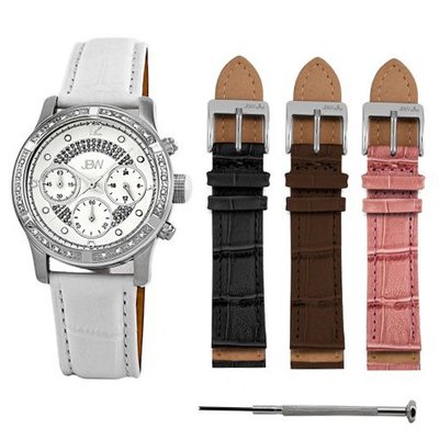 JBW JB-6237-C.set Venus Silver White Designer Leather Diamond with Interchangeable Band Set