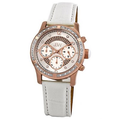 JBW JB-6237-K "Venus" Rose Gold White Designer Leather Diamond