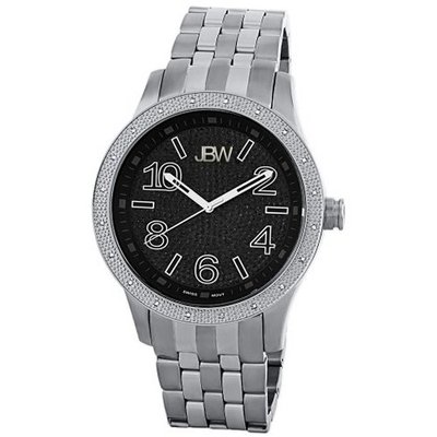 JBW JB-6238-F "Pantheon" Diamond Stainless Steel Bezel Black Dial