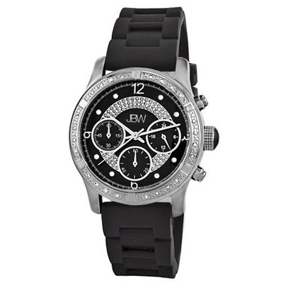 JBW JB-6243-A "Venus" Sport Silver Black Designer Silicone Diamond