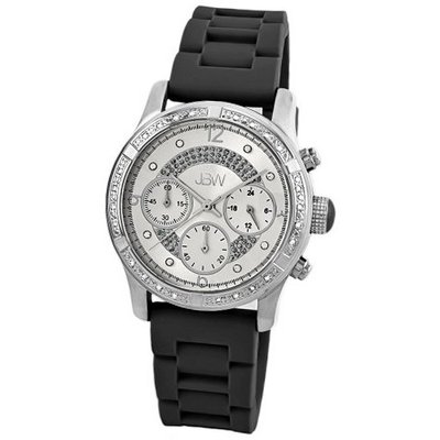 JBW JB-6243-B "Venus" Sport Silver Black Combo Designer Silicone Diamond