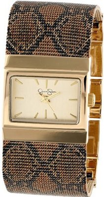 Jessica Simpson JS001A Square Case Analog Mesh Cheetah Print Band
