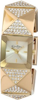 Jessica Simpson JS006A Square Case Analog Stretch Bracelet and Pyramid Studs
