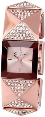 Jessica Simpson JS006C Square Case Analog Stretch Bracelet and Pyramid Studs