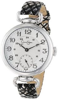 Jessica Simpson JS014B Round Case Analog Leather Strap and Multi-Layer Dial