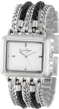 Jessica Simpson JS023H Rectangle Case Analog Multi-Chain and Braided Band