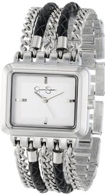 Jessica Simpson JS023H Rectangle Case Analog Multi-Chain and Braided Band