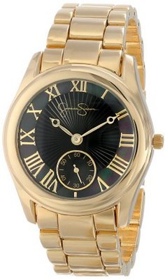 Jessica Simpson JS032D Round Case Analog Bracelet Extra Leather Studded Band Set