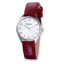 Ladies Charles Hubert Leathr Band Silver White Dial Super Slim