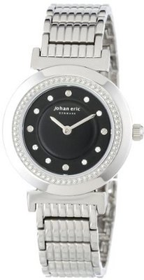 Johan Eric JE1200-04-007B Djursland Round Stainless Steel Black Dial Swarovski Crystal