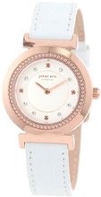Johan Eric JE1200-09-001 Djursland Rose Gold Ion-Plated Stainless Steel White Leather Swarovski Crystal