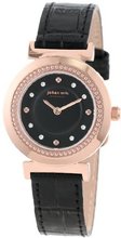 Johan Eric JE1200-09-007 Djursland Rose Gold Ion-Plated Stainless Steel Black Leather Swarovski Crystal