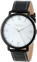 Johan Eric JE1700-13-001 Koge Round Stainless Steel Black Genuine Leather