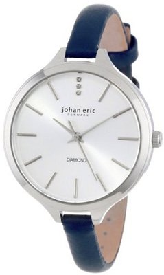 Johan Eric JE2100-04-001.3 Herlev Navy Blue Leather Diamond Accents Slim