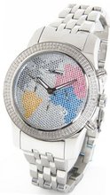 JOJINO Diamond by Joe Rodeo Stainless Steel Case Metal Band Chronograph Movement World Map