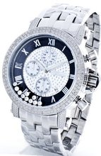 JOJINO Real Diamond by Joe Rodeo Silver Tone Case Metal Band Black Face Chronograph MJX1080