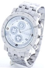 JOJINO Real Diamond by Joe Rodeo Silver Tone Case Metal Band Silver Face Chronograph MJX1054