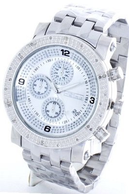 JOJINO Real Diamond by Joe Rodeo Silver Tone Case Metal Band Silver Face Chronograph MJX1054