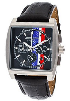 Chronograph Black Dial Black Genuine Leather