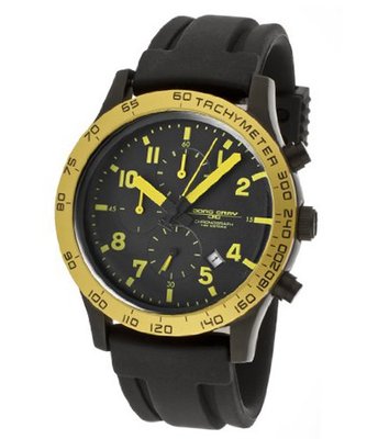 Jorg Gray 1900 Series Chronograph - Yellow Accents - Black Case & Strap