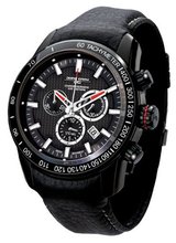 Jorg Gray 3700 Chrono PVD 45mm - Black Dial, Black Leather Strap JG3700-31