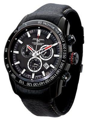 Jorg Gray 3700 Chrono PVD 45mm - Black Dial, Black Leather Strap JG3700-31