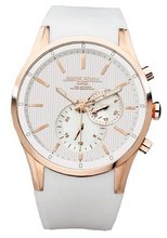Jorg Gray 5100 Multi-function Rose Gold 44mm - White/Rose Gold Dial, White Silicon Strap JG5100-33