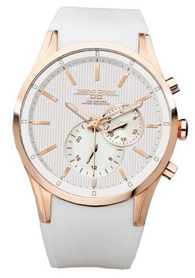 Jorg Gray 5100 Multi-function Rose Gold 44mm - White/Rose Gold Dial, White Silicon Strap JG5100-33