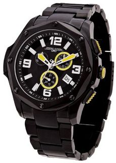 Jorg Gray 9100 Chronograph - Black Steel - Yellow Accents - Date - Bracelet