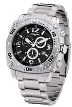 Jorg Gray 9800 Big Sport Chrono Steel 45mm - Black Dial, Stainless Steel Bracelet JG9800-11