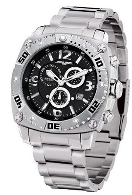 Jorg Gray 9800 Big Sport Chrono Steel 45mm - Black Dial, Stainless Steel Bracelet JG9800-11