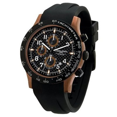 Jorg Gray JG2000-11 Chronograph Black Dial Bronze Finish Black Rubber Strap