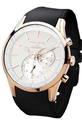 Jorg Gray JG5100-34 Rose Gold Black Silicone Strap