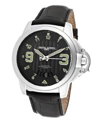 Jorg Gray Leather Black Dial #JG1850-24