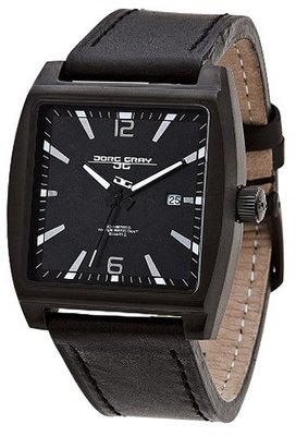 Jorg Gray Leather Black Dial #JG5200-17