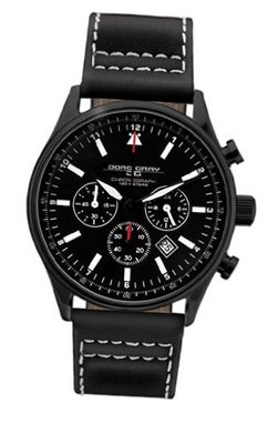 Jorg Gray Leather Chrono Black Dial #JG6500-11