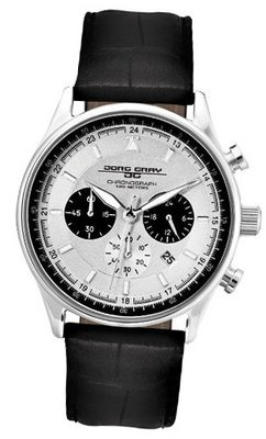 Jorg Gray Leather Chrono Silver Dial #JG6550