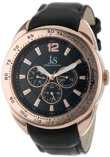 Joshua & Sons JS-45-SS Multi-Function Tachymeter Leather Strap