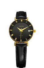 Jowissa J2.049.S Strada Black Sunray Roman Numerals Patent Leather Date Thin