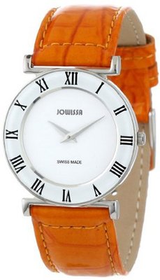 Jowissa J2.109.M Roma Colori Round Stainless Steel Orange Leather Roman Numeral