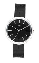 Joy Quartz with Black Dial Analogue Display and Black Leather Strap JW616