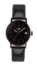 Joy Quartz with Black Dial Analogue Display and Black Leather Strap JW636