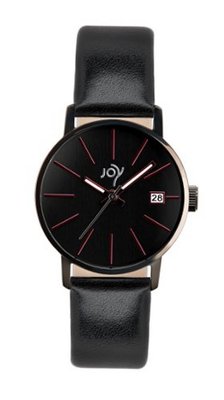 Joy Quartz with Black Dial Analogue Display and Black Leather Strap JW636