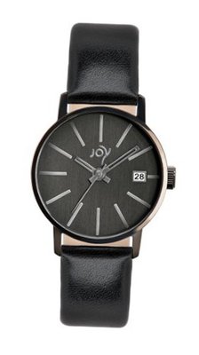 Joy Quartz with Grey Dial Analogue Display and Black Leather Strap JW639