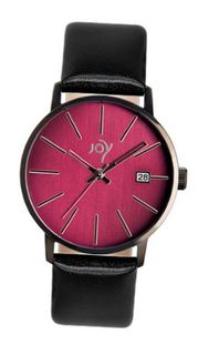 Joy Quartz with Red Dial Analogue Display and Black Leather Strap JW634