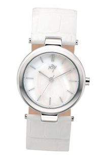 Joy Quartz with White Dial Analogue Display and White Leather Strap JW602