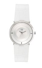 Joy Quartz with White Dial Analogue Display and White Leather Strap JW605